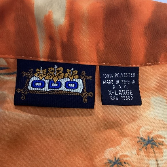 Vintage ODO Orange Hawaiian Totem Pole Button Up Board Shirt Men's X-Large - Picture 3 of 6